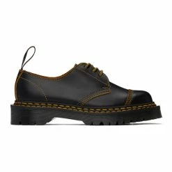 Dr. Martens Black And Yellow 1461 Bex Double-Stitch Oxfords