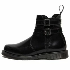 Dr. Martens Dr.Martens Flora Polished Smooth Chelsea Boots Womens WMNS Black Marten Boots 25965001