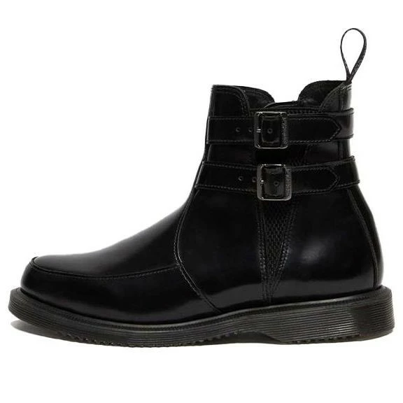 Dr. Martens Dr.Martens Flora Polished Smooth Chelsea Boots Womens WMNS Black Marten Boots 25965001