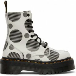 Dr. Martens White Polka Dot Jadon Platform Boots
