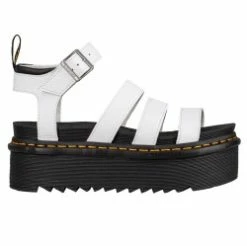 Dr. Martens White Blaire Quad Platform Sandals