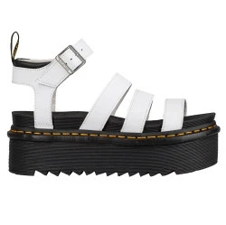 Dr. Martens White Blaire Quad Platform Sandals