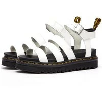 Dr. Martens Women's Blaire 3 Strap Sandal In White Patent Lamper