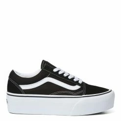 Vans Women's Old Skool Stackform In Suede/Canvas Black/True White